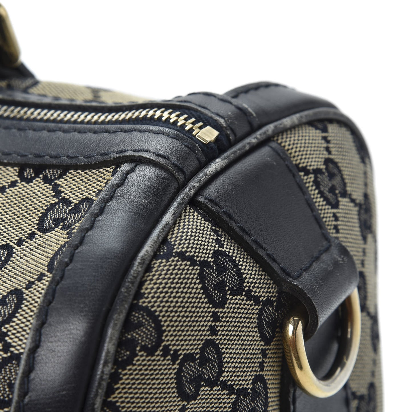 Monogram Selleria Calfskin Vintage Web Medium Boston Beige Blue