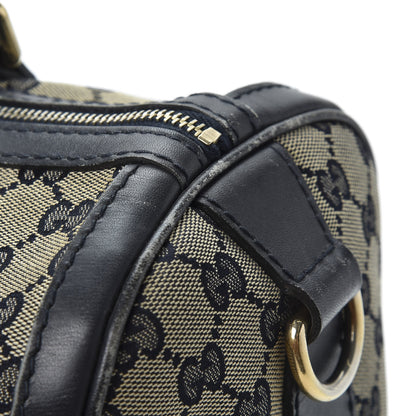 Gucci Monogram Selleria Calfskin Vintage Web Medium Boston Beige Blue 11 of 12
