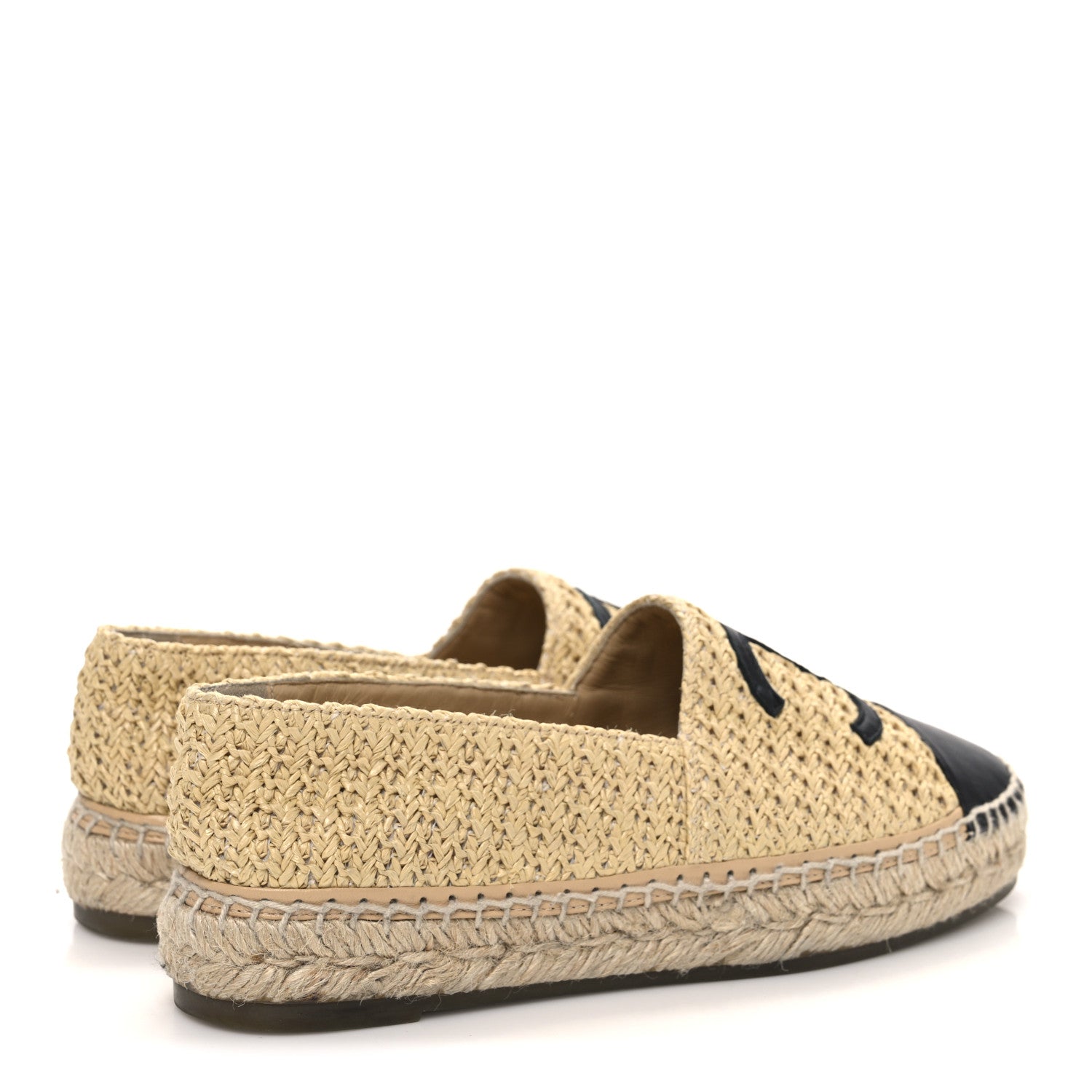 Chanel Braided Fabric Lambskin CC Espadrilles 38 Beige Black 5 of 11