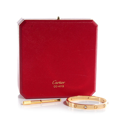 Cartier 18K Yellow Gold 6 Diamond LOVE Bracelet 18 5 of 5