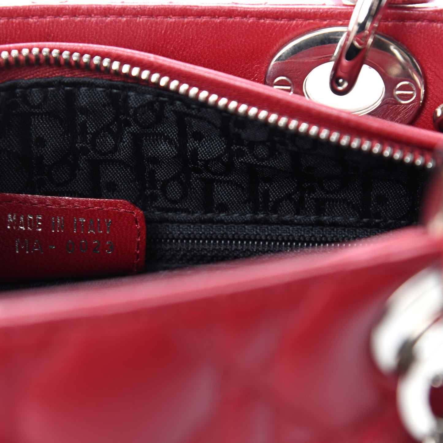 Lambskin Cannage Medium Lady Dior Red