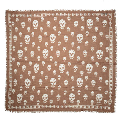 Alexander McQueen Modal Cashmere Skull Shawl Light Brown 3 of 5