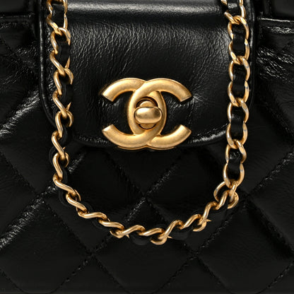Chanel Shiny Aged Calfskin Quilted Mini Nano Kelly Shopper Black 8 of 10