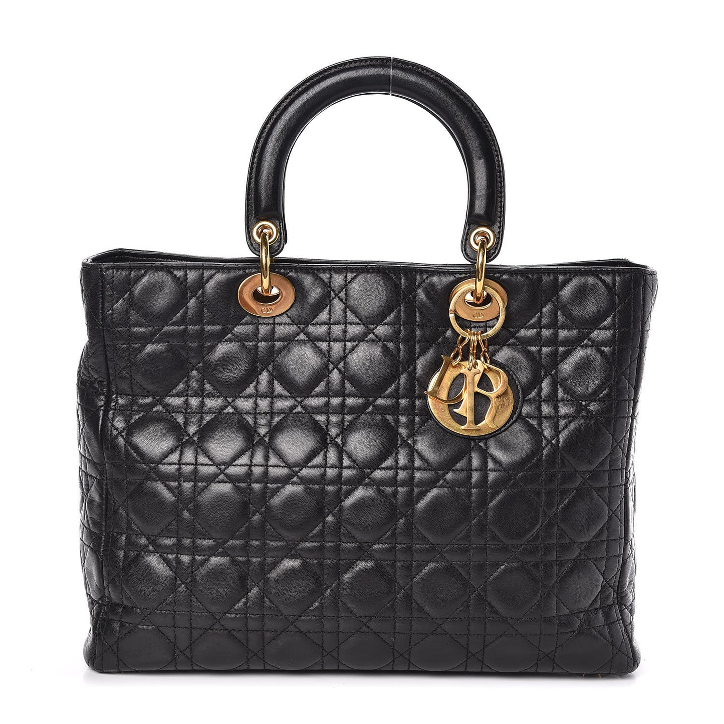 Lambskin Cannage Large Lady Dior Black