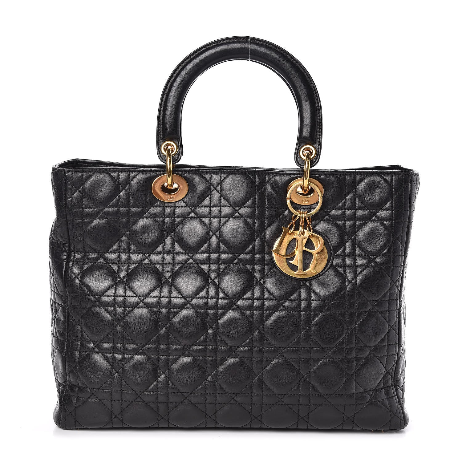 Christian Dior Lambskin Cannage Large Lady Dior Black 1 of 10