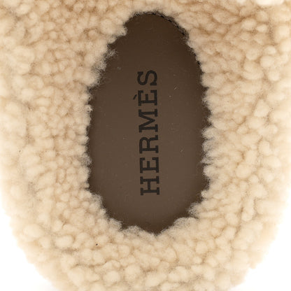 Hermes Suede Goatskin Woolskin Womens Chypre Sandals 38.5 Etoupe 8 of 8