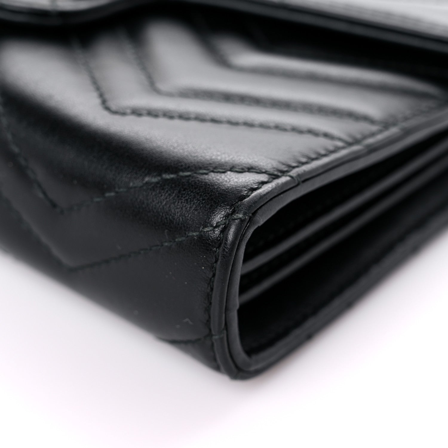 Gucci Calfskin Matelasse GG Marmont Chain Wallet Black 9 of 18