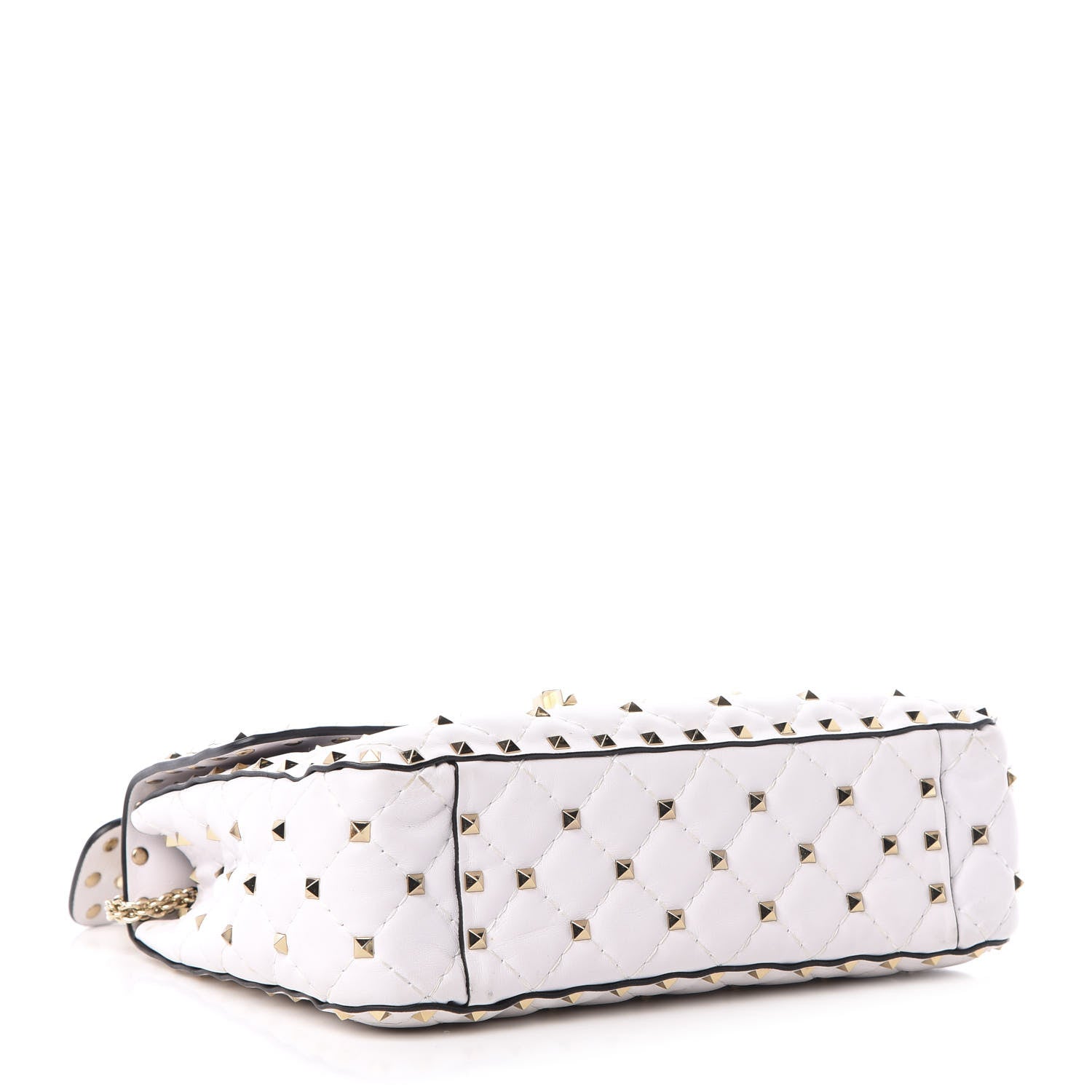 Valentino Garavani Lambskin VLTN Print Medium Rockstud Spike Shoulder Bag Optic White Black 5 of 12