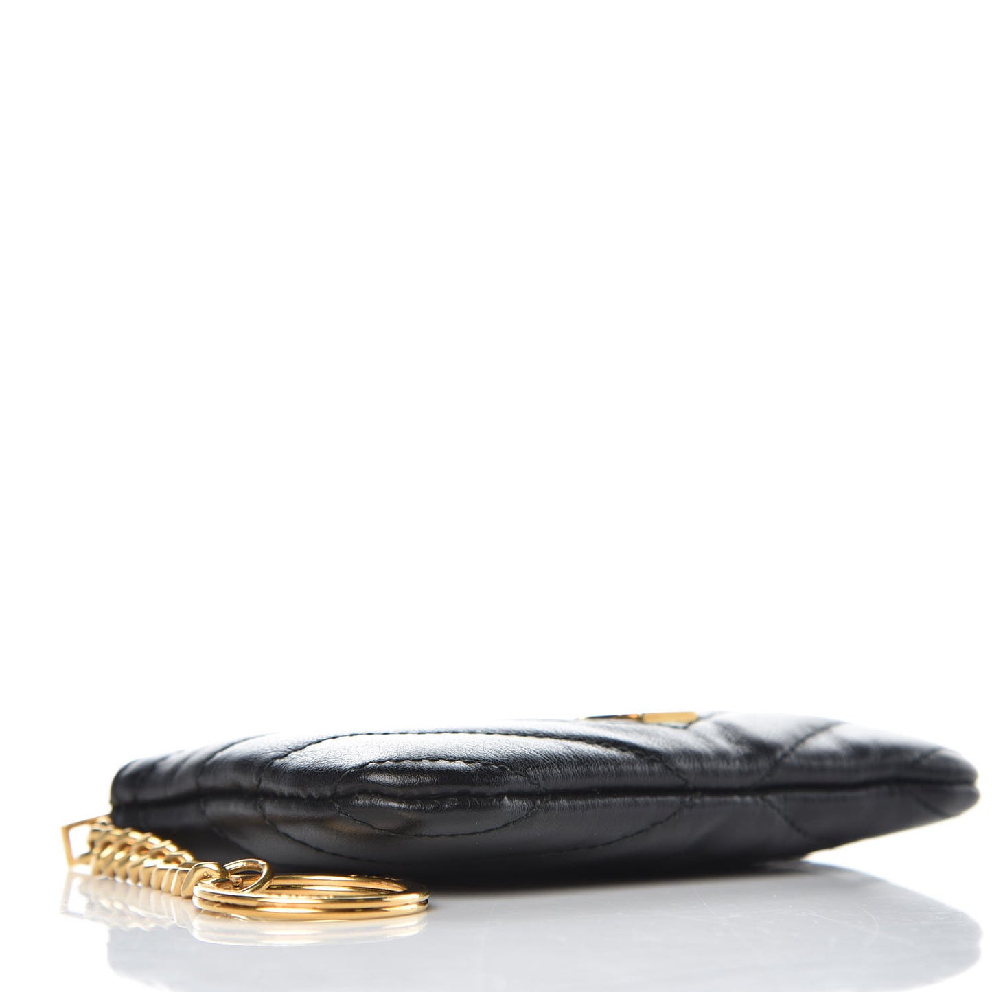 Calfskin Matelasse Monogram Key Pouch Black