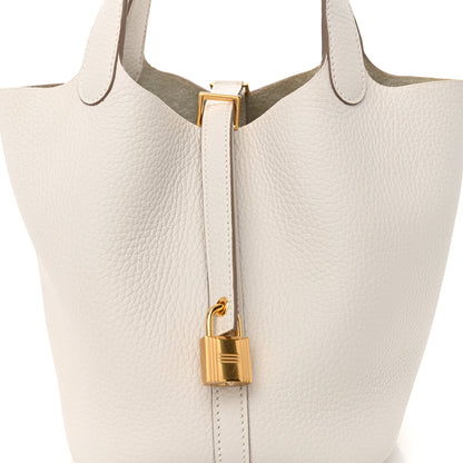 Hermes Taurillon Clemence Picotin Lock 18 PM Gris Pale 8 of 11