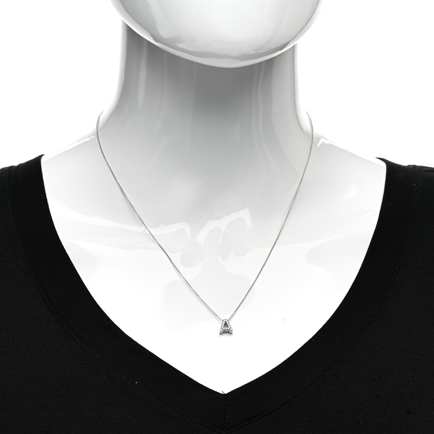18K White Gold Diamond Love Letter A Pendant Necklace