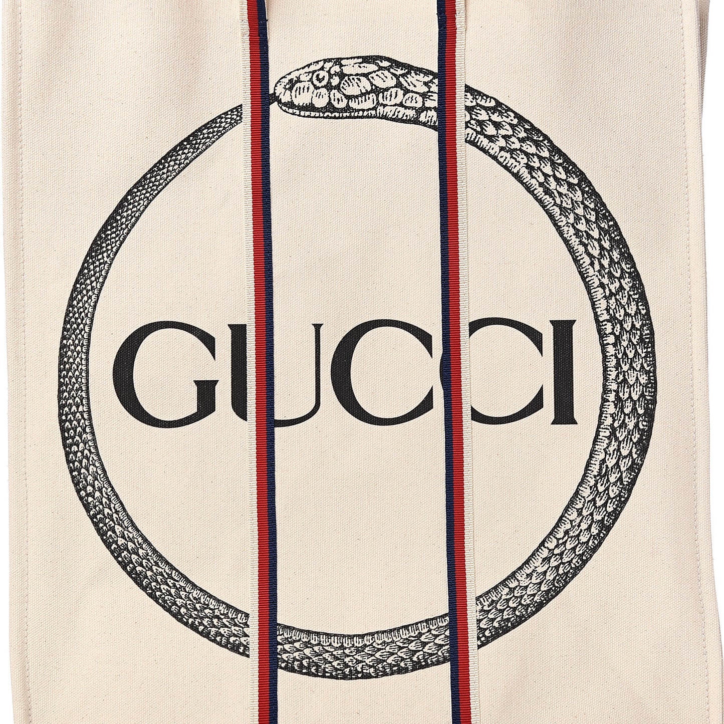 Cotton Ouroboros-print Vertical Tote Cream
