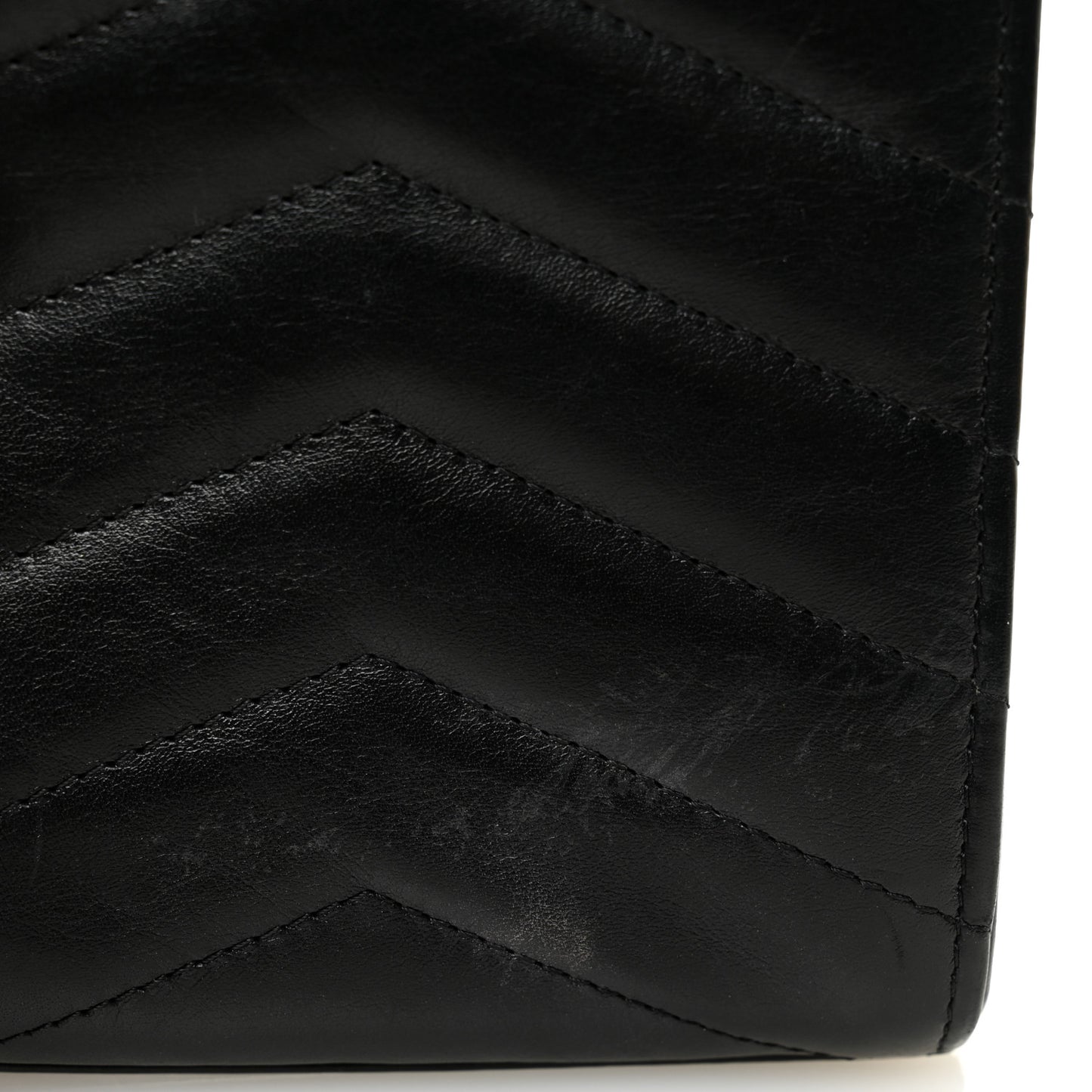 Calfskin Chevron Quilted Medal Mini Clutch With Chain  Black