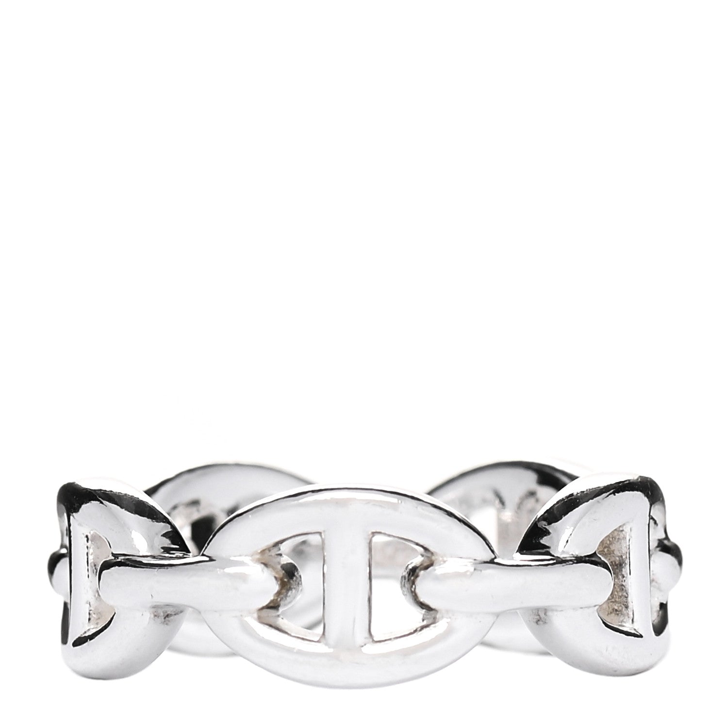 Hermes Sterling Silver PM Chaine d'Ancre Enchainee Band Ring 52 6 1 of 7