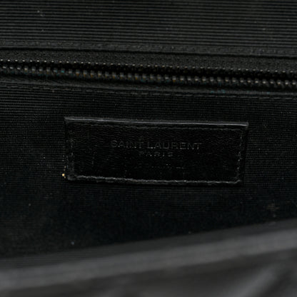Saint Laurent Grain De Poudre Textured Mixed Matelasse Large Triquilt Monogram Monochrome Satchel Black 6 of 9