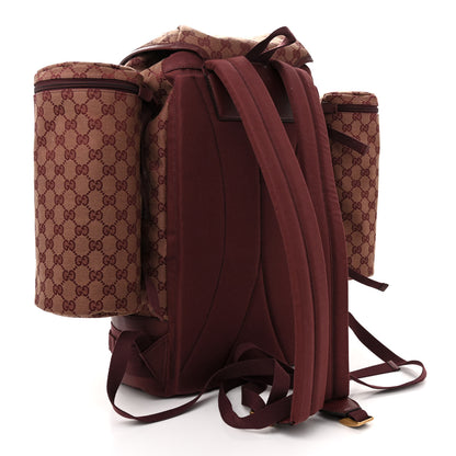 Gucci GG Monogram Script Logo Large Double Pocket Backpack Sahara Rubino Bordeaux 3 of 14