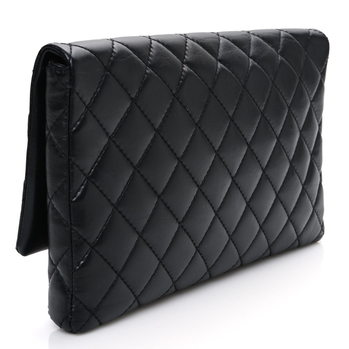 Aged Calfskin Quilted Reissue 2.55 Clutch Black