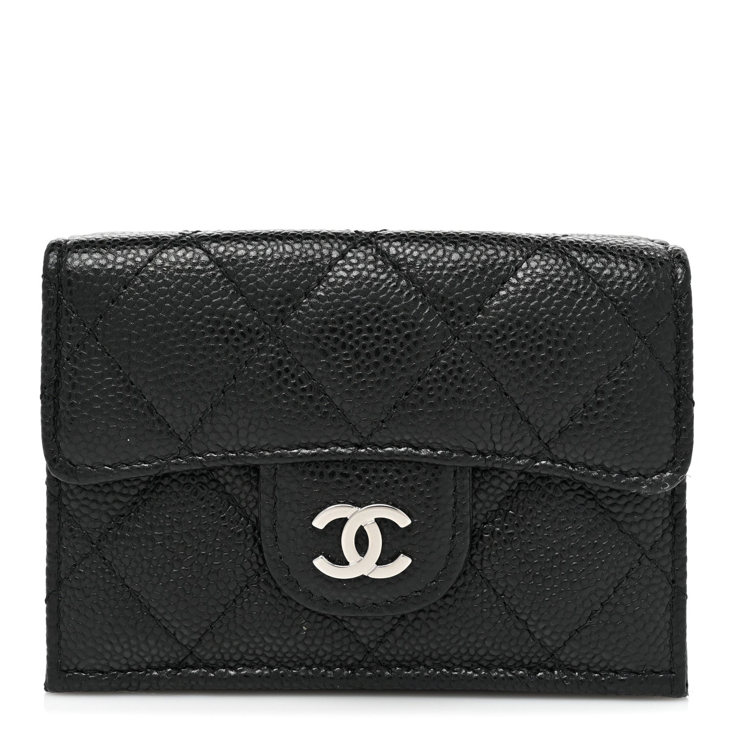 Chanel Caviar Quilted Tri-Fold Flap Wallet Black 1 of 8