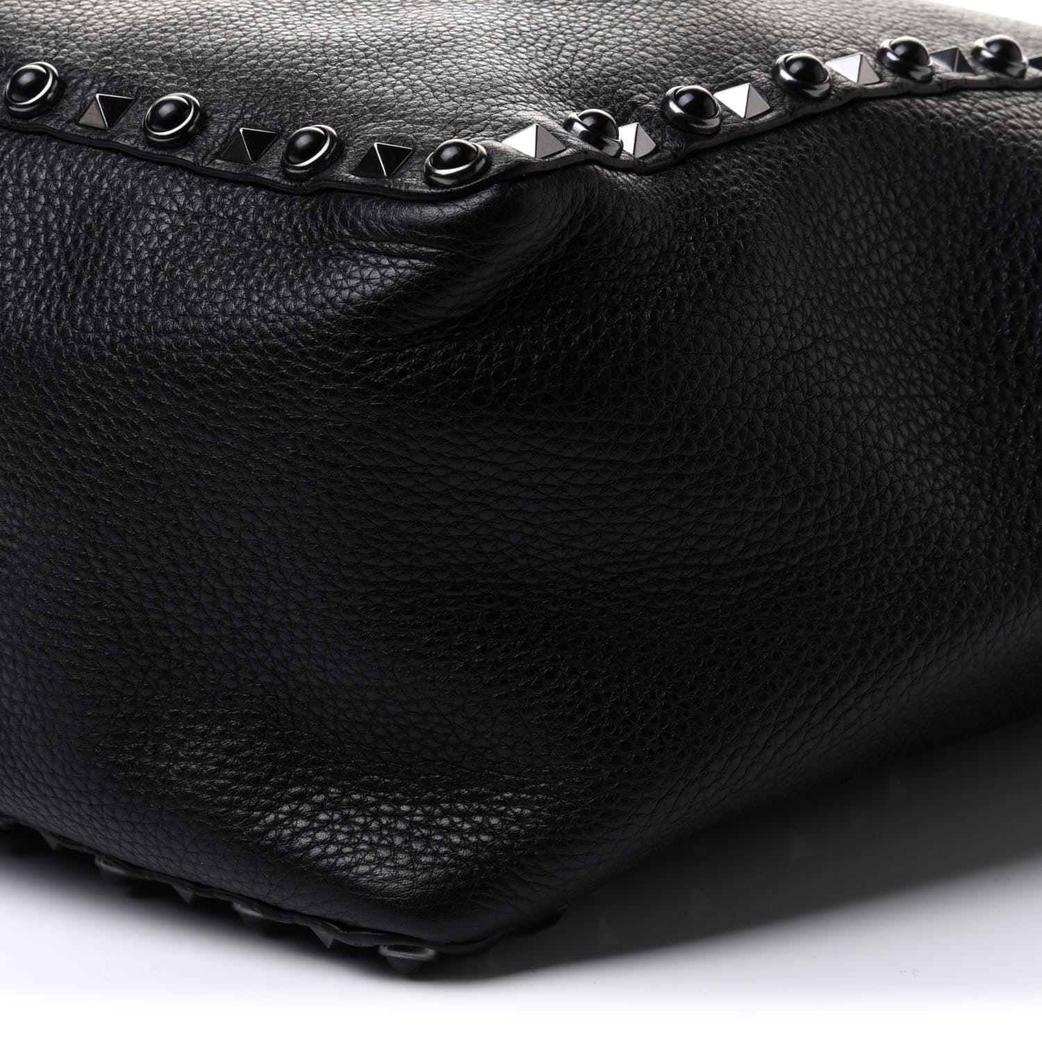 Valentino Garavani Grained Calfskin Medium Rolling Rockstud Reversible Tote Black 7 of 9