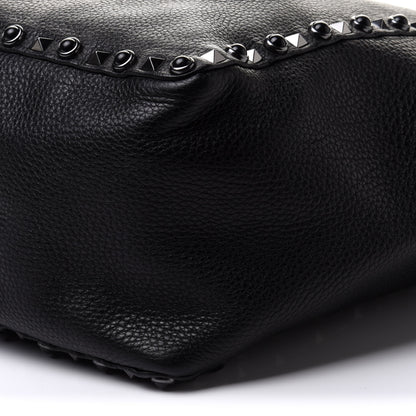 Valentino Garavani Grained Calfskin Medium Rolling Rockstud Reversible Tote Black 7 of 9