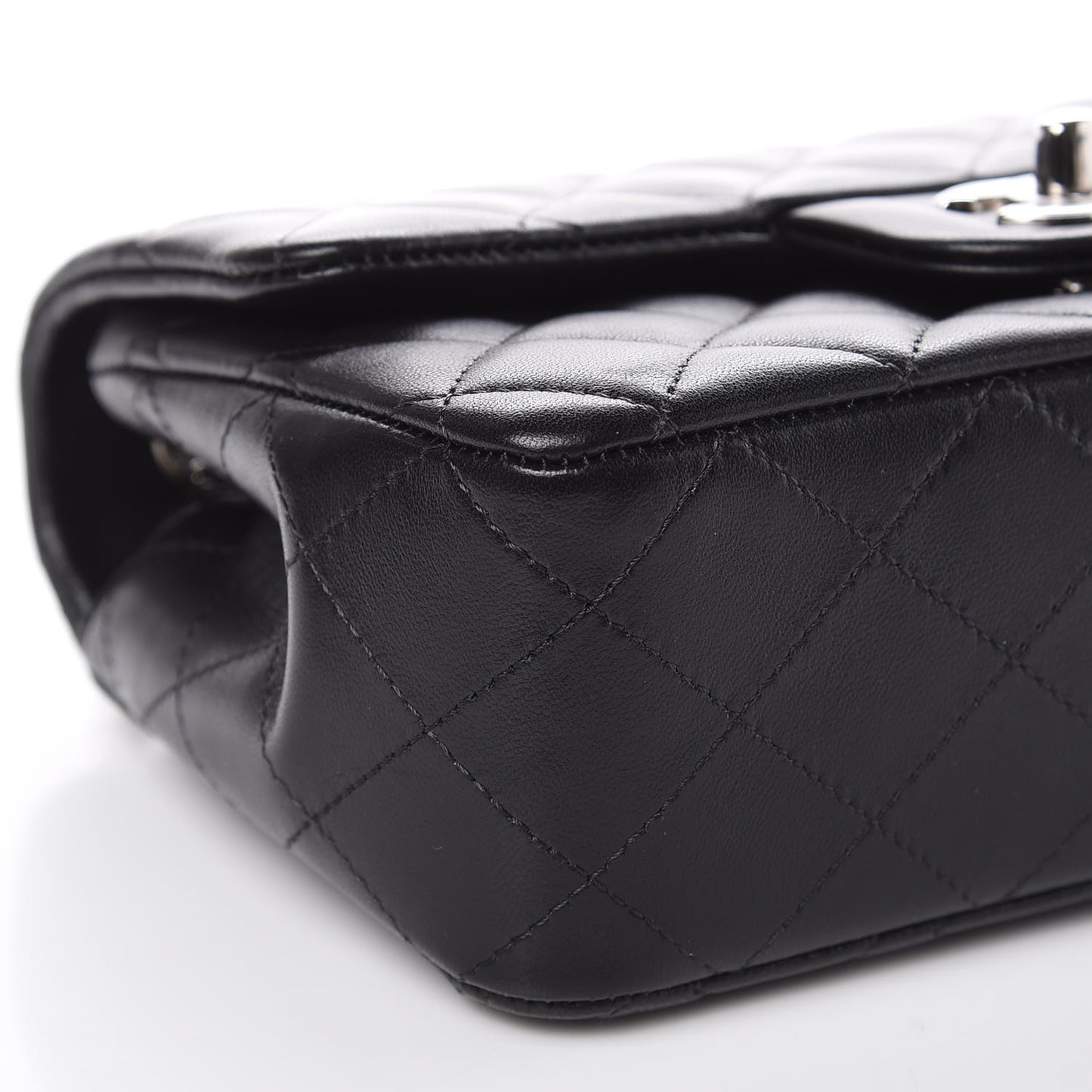 Lambskin Quilted Mini Rectangular Flap Black