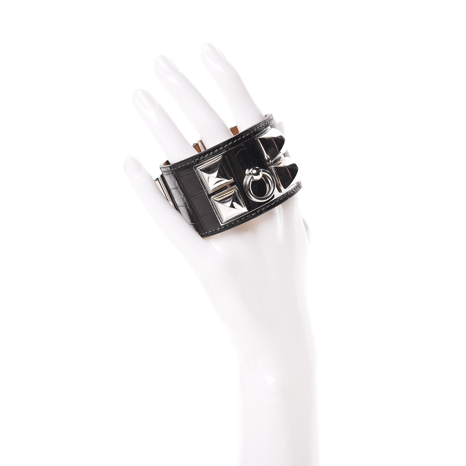 Hermes Matte Alligator Collier De Chien CDC Bracelet S Graphite 2 of 10
