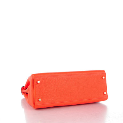 Hermes Taurillon Clemence Kelly Retourne 32 Orange Poppy 5 of 28