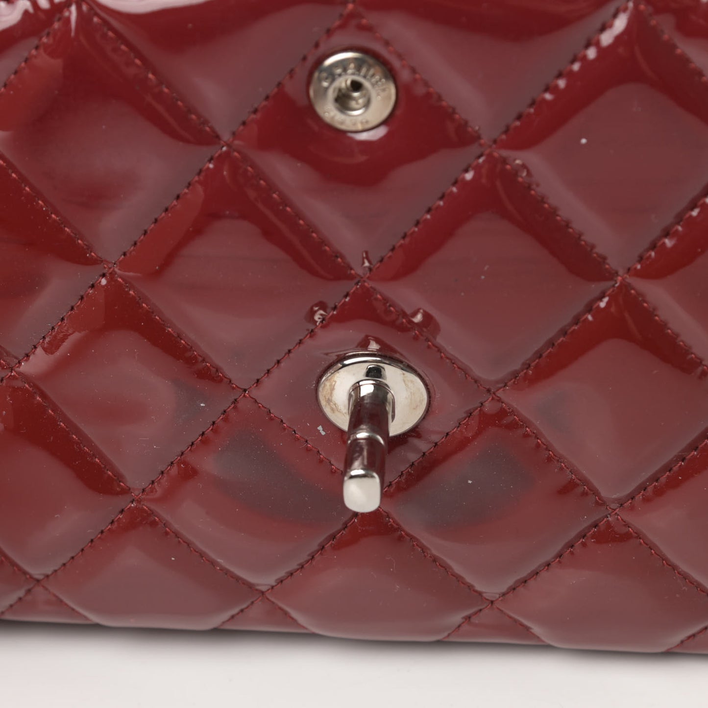 Patent Quilted Jumbo Double Flap Dark Red