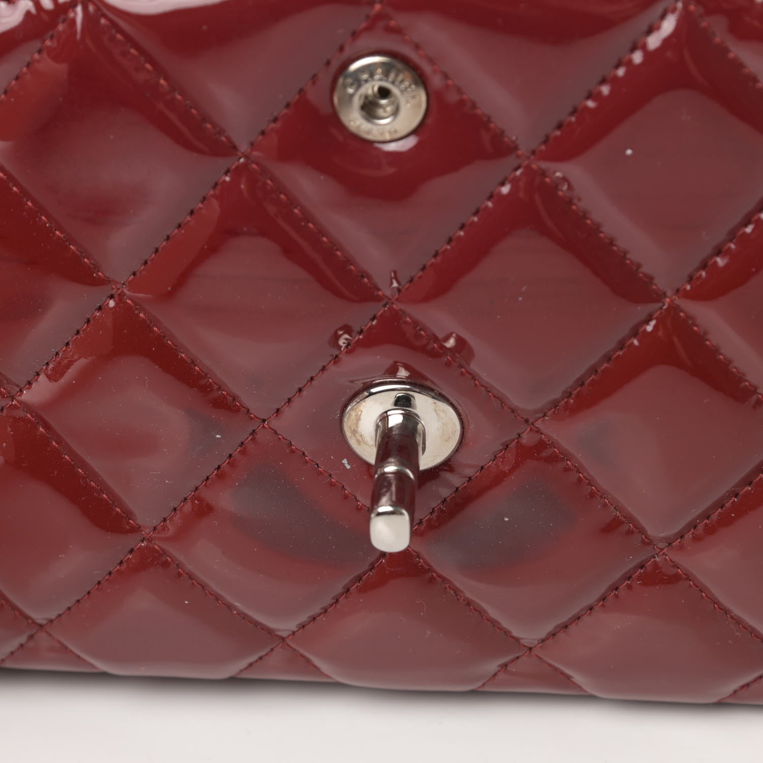 Chanel Patent Quilted Jumbo Double Flap Dark Red 13 of 20