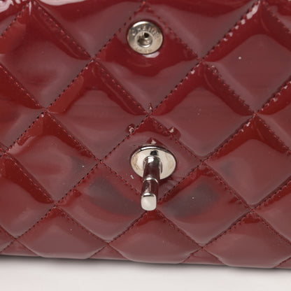 Chanel Patent Quilted Jumbo Double Flap Dark Red 13 of 20