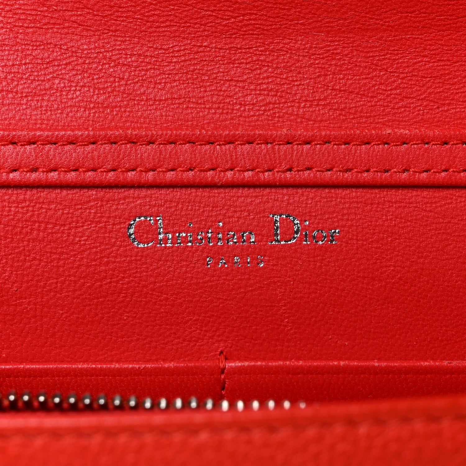 Christian Dior Grained Calfskin Diorama Wallet on Chain Pouch Rouge Vif 5 of 8