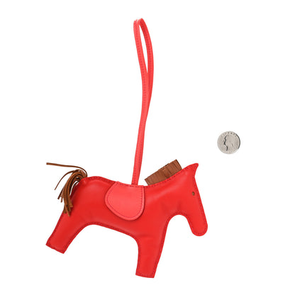 Hermes Milo Lambskin Grigri Rodeo Horse Bag Charm GM Rouge Indien Gold Bougainvillea 2 of 3