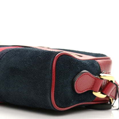 Gucci Suede Calfskin Web Mini Ophidia Shoulder Bag New Blue Romantic Cherry 9 of 12