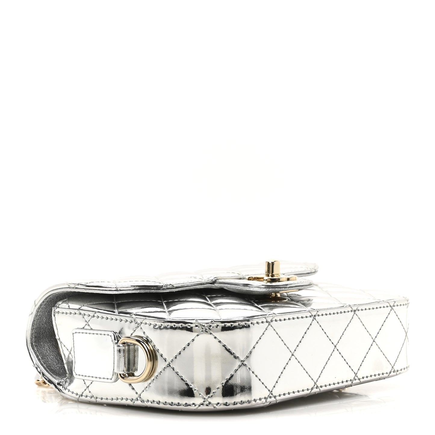 Mirror Calfskin Metallic Calfskin Quilted Hollywood Boulevard Mini Flap With Star Coin Purse Silver