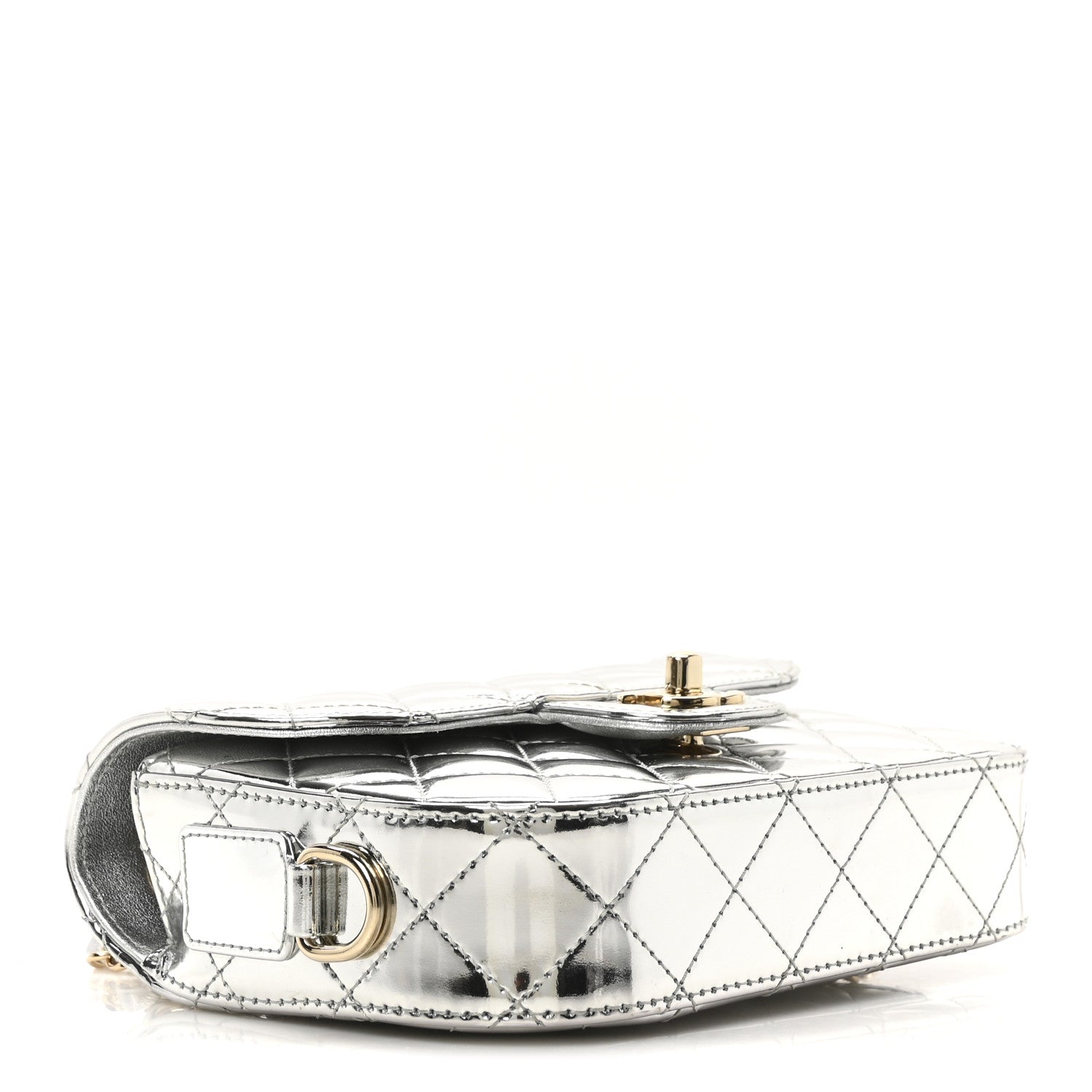 Chanel Mirror Calfskin Metallic Calfskin Quilted Hollywood Boulevard Mini Flap With Star Coin Purse Silver 5 of 11