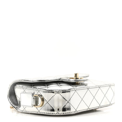 Chanel Mirror Calfskin Metallic Calfskin Quilted Hollywood Boulevard Mini Flap With Star Coin Purse Silver 5 of 11