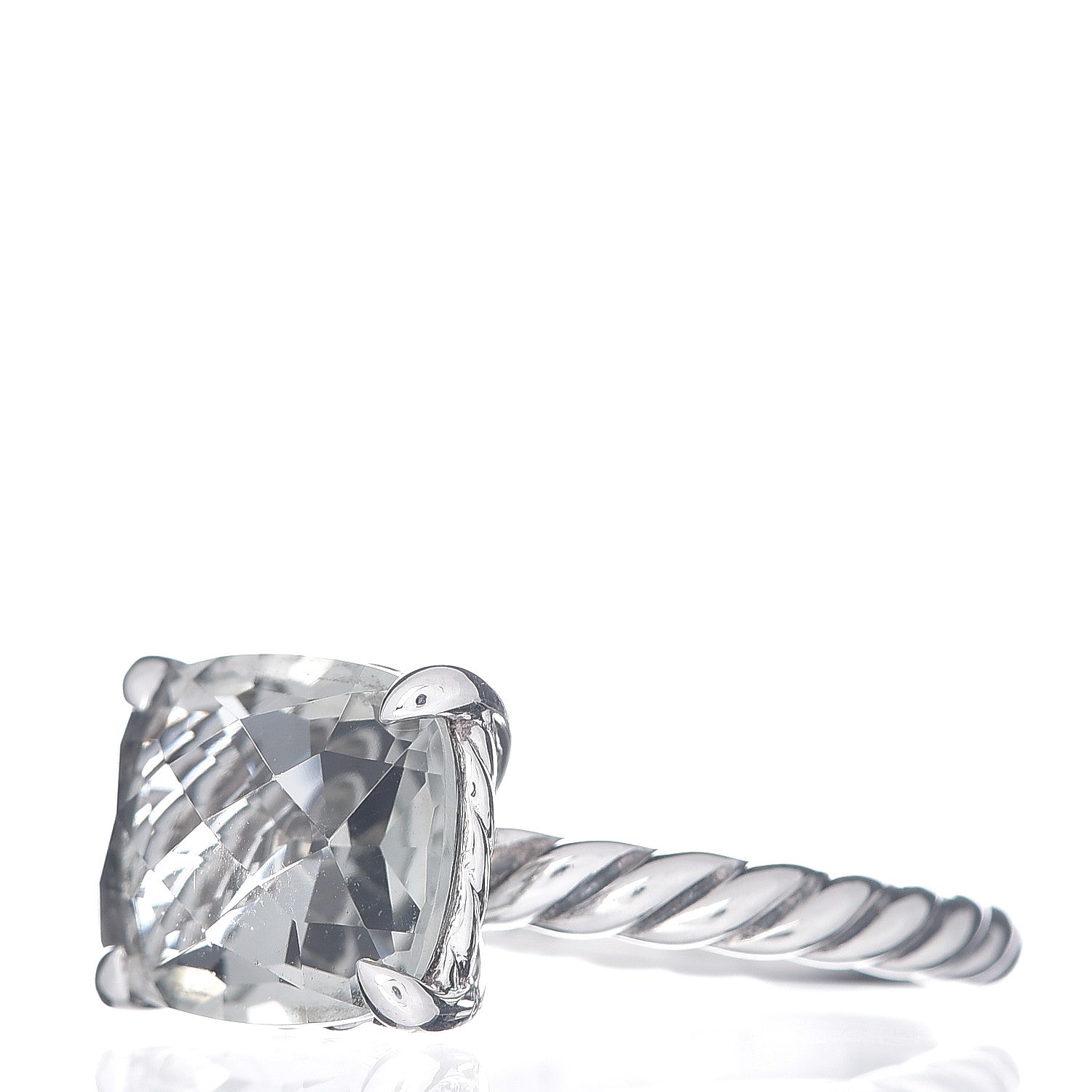 David Yurman Sterling Silver Prasiolite 10mm Cable Classics Ring 53 6.5 3 of 5