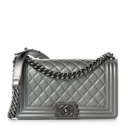 Chanel Metallic Caviar Quilted Medium Boy Flap Silver 1 of 10