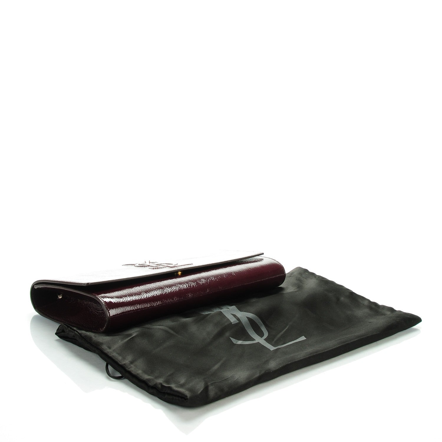 Saint Laurent Textured Patent Calfskin Large Belle De Jour Clutch Bordeaux 4 of 7