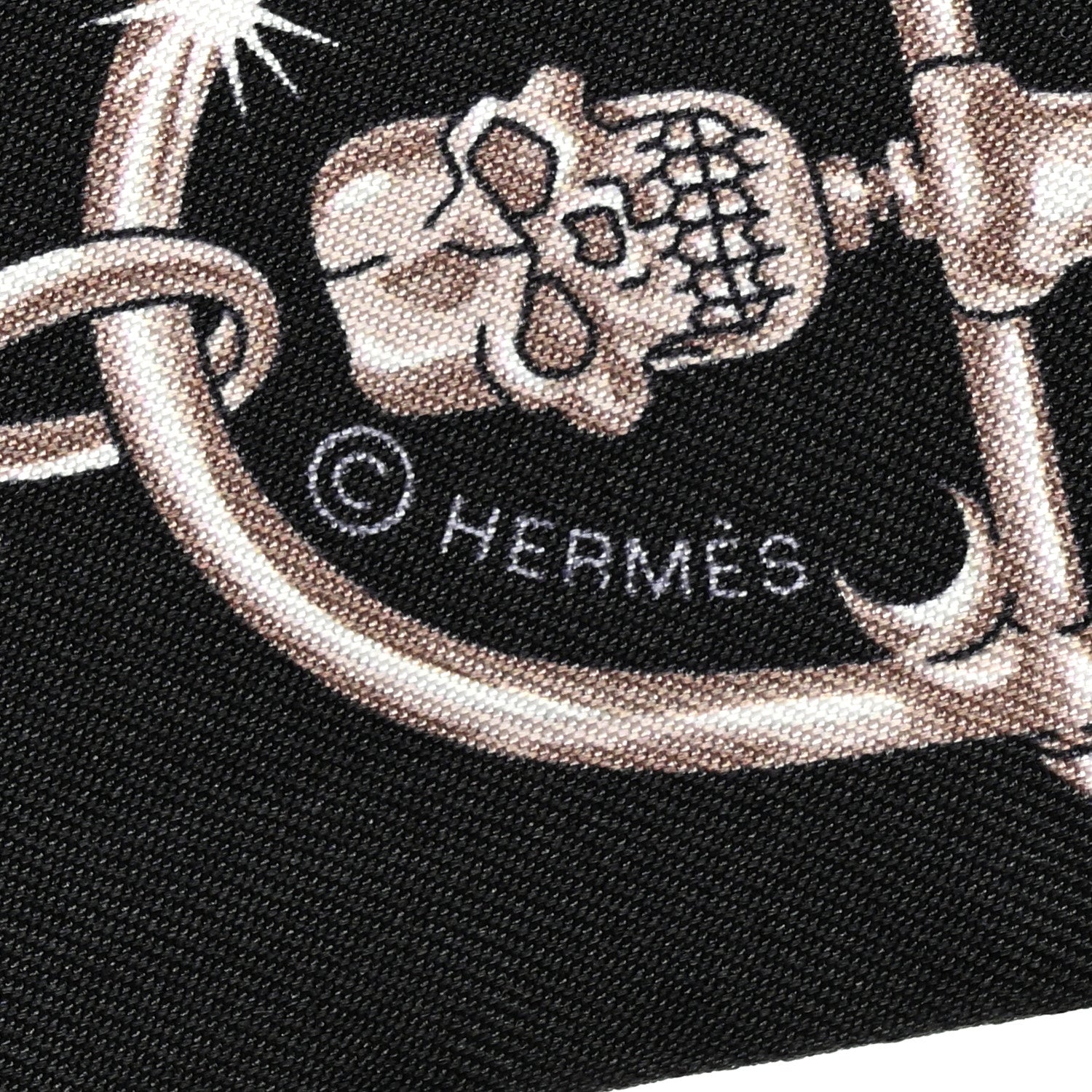 Hermes Silk C'est la Fete Twilly Kaki Fonce White Black 4 of 5