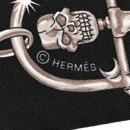 Hermes Silk C'est la Fete Twilly Kaki Fonce White Black 4 of 5
