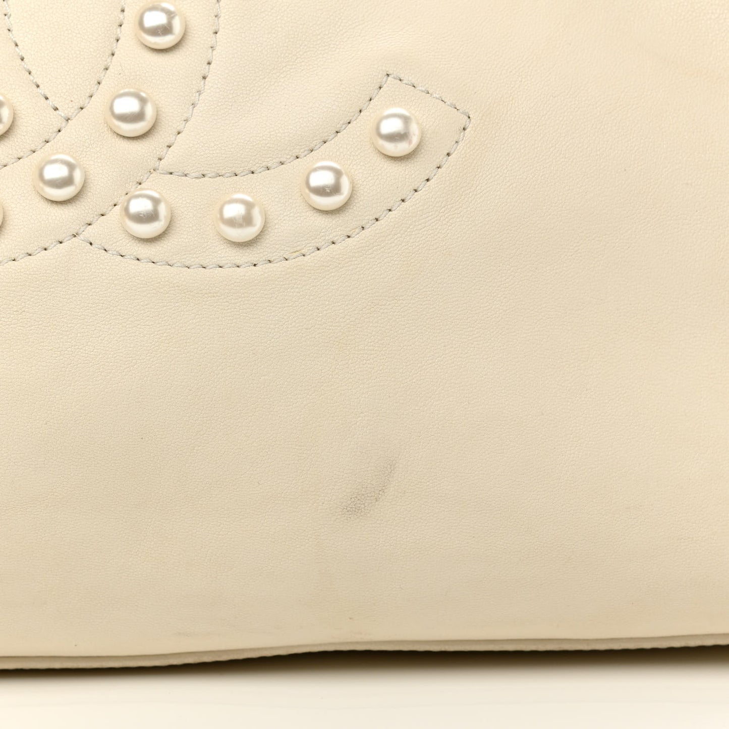 Lambskin Pearl Obsession Tote White