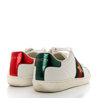 Gucci Calfskin Ayers Bee Embroidered Womens Ace Sneakers 36 White Green 4 of 9