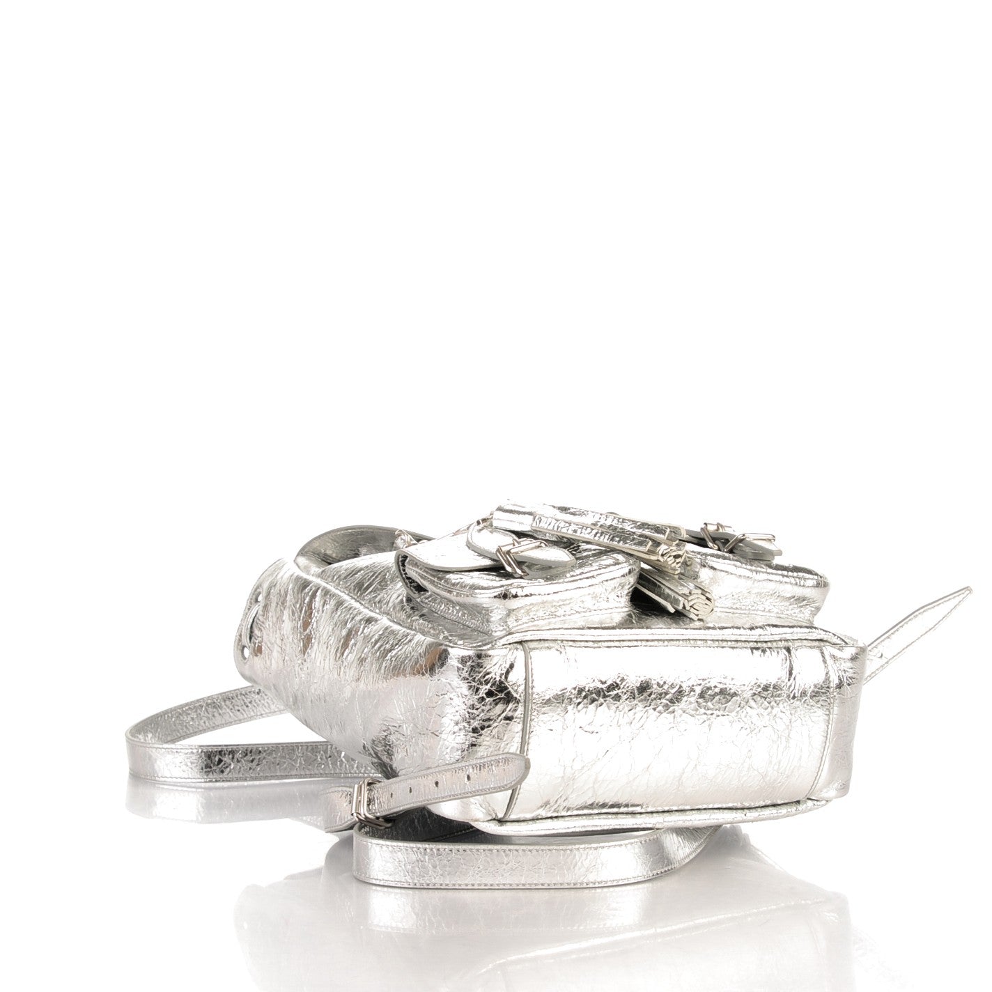 Metallic Calfskin Festival Backpack Silver