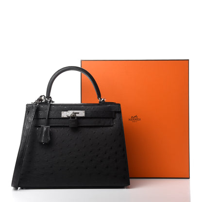 Hermes Ostrich Kelly Sellier 28 Black 11 of 11