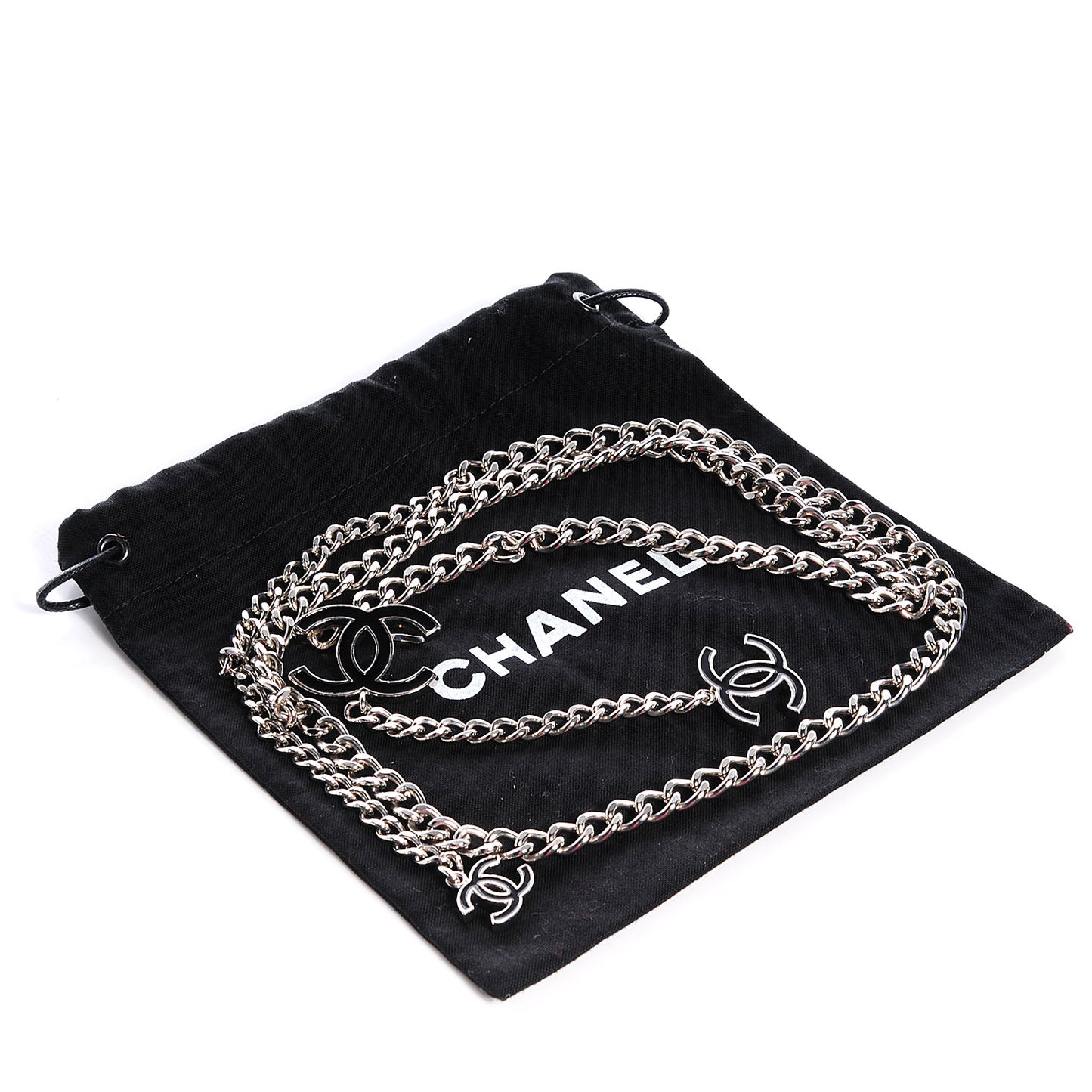 Enamel CC Ceinture Fantai Adjustable Belt Silver Black