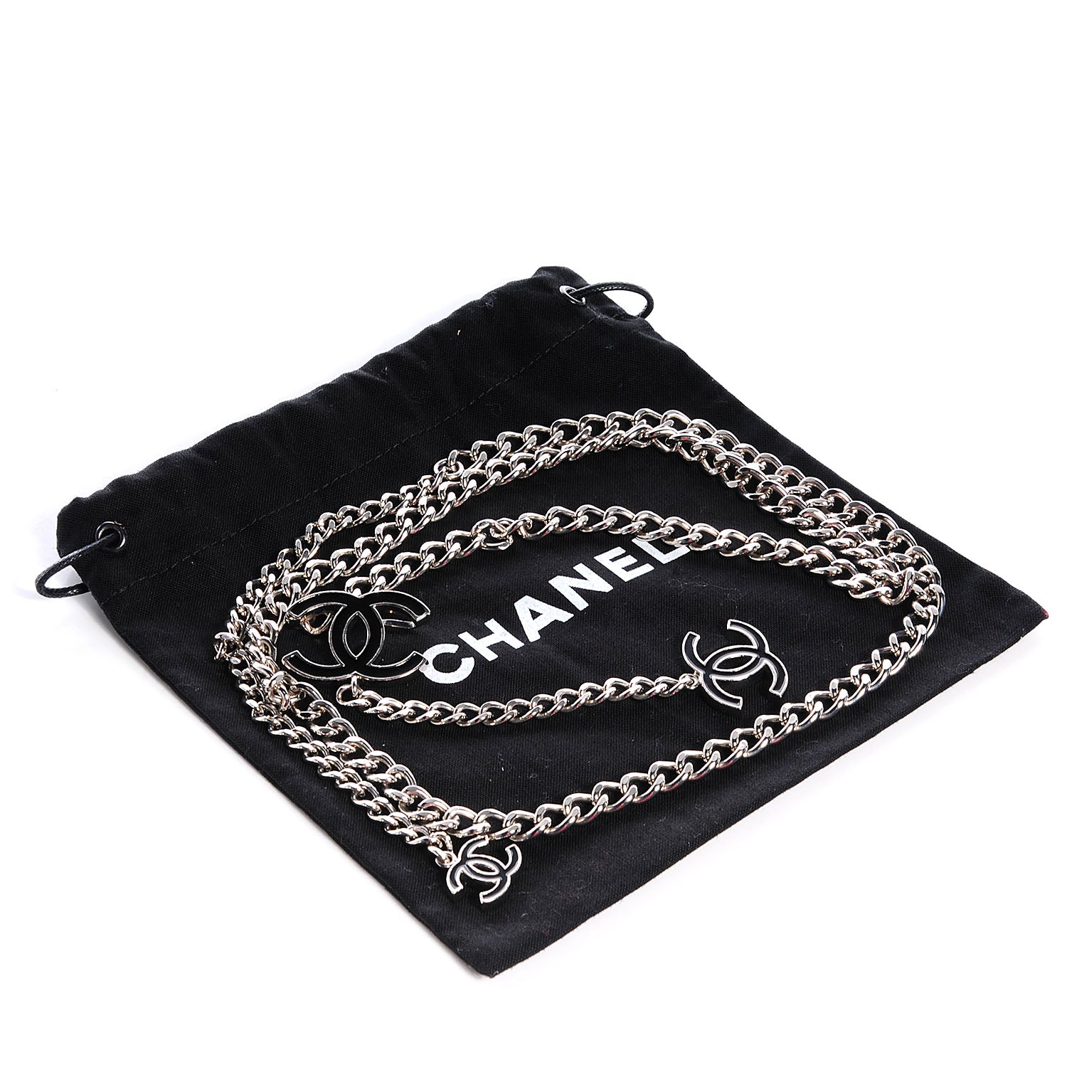 Chanel Enamel CC Ceinture Fantai Adjustable Belt Silver Black 6 of 6