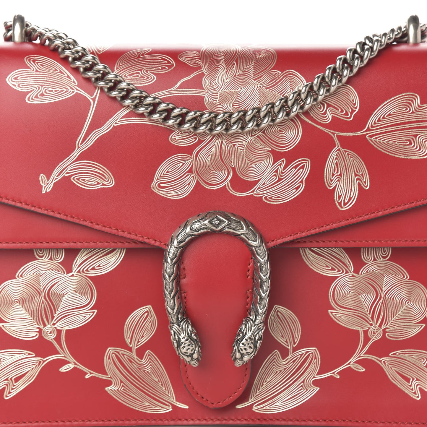 Calfskin Chinese New Year Medium Dionysus Shoulder Bag Hibiscus Red