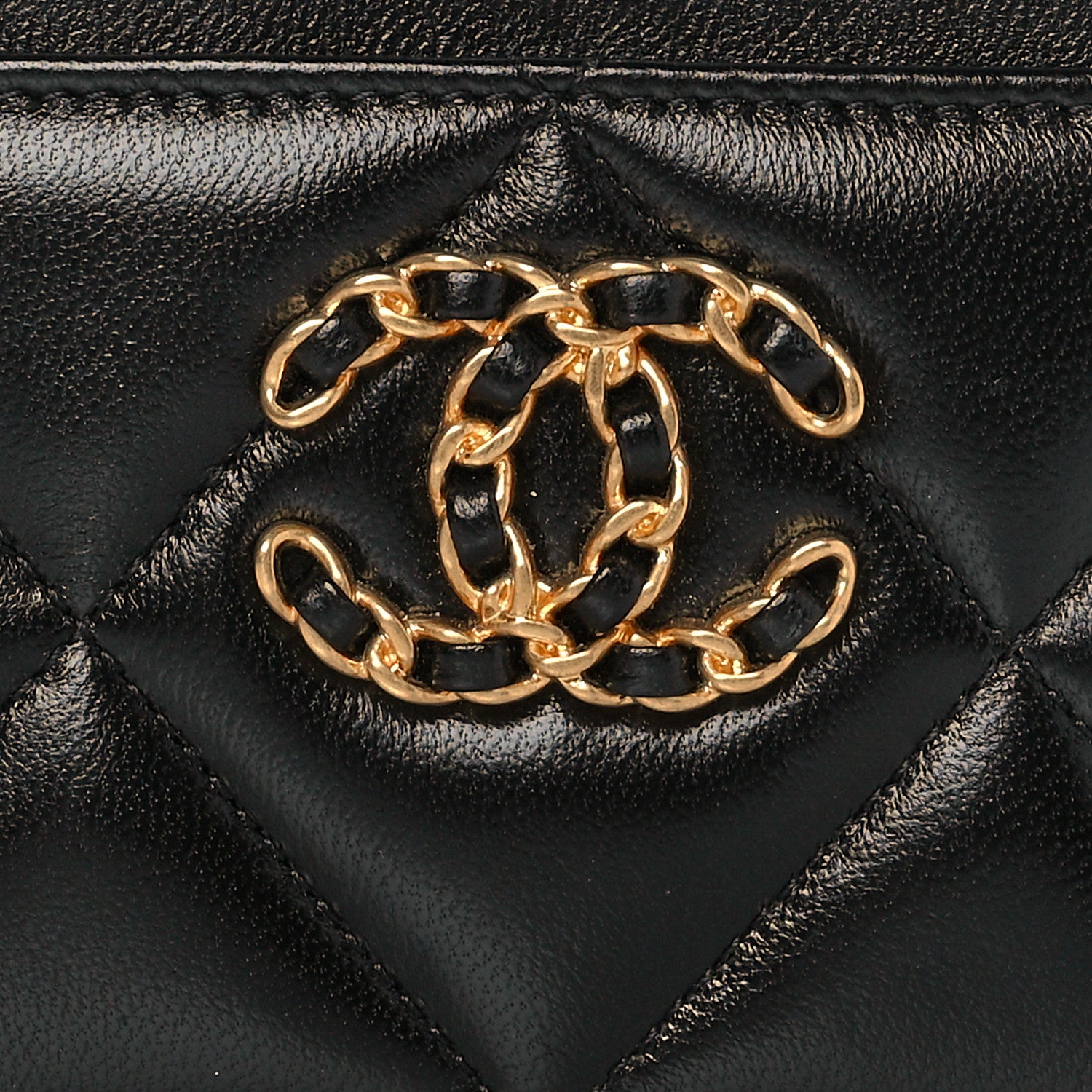 Chanel Lambskin Quilted Chanel 19 Card Holder Black 9 of 12