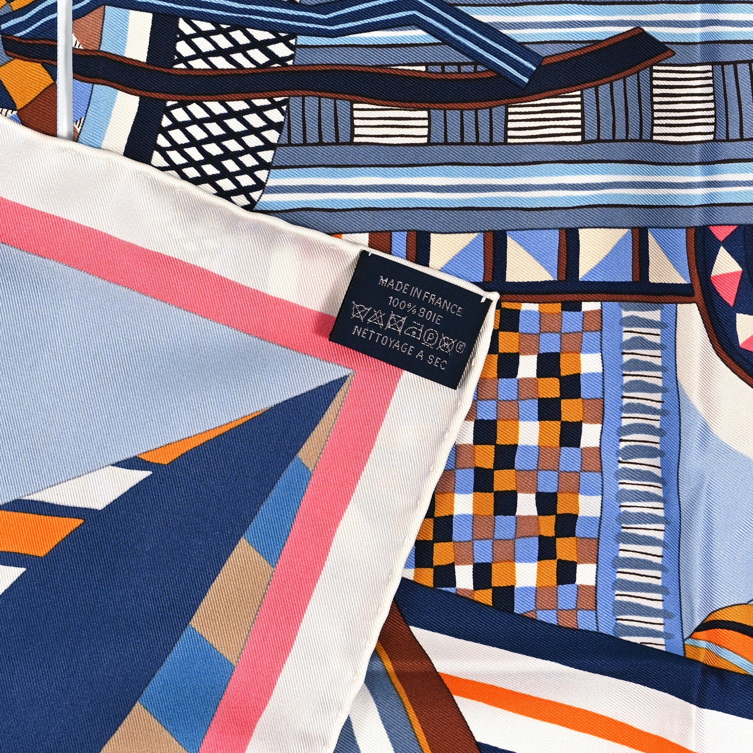 Hermes Silk La Selle Imaginaire Dossard Scarf 90 Bleu Tabac Grenadine 3 of 4